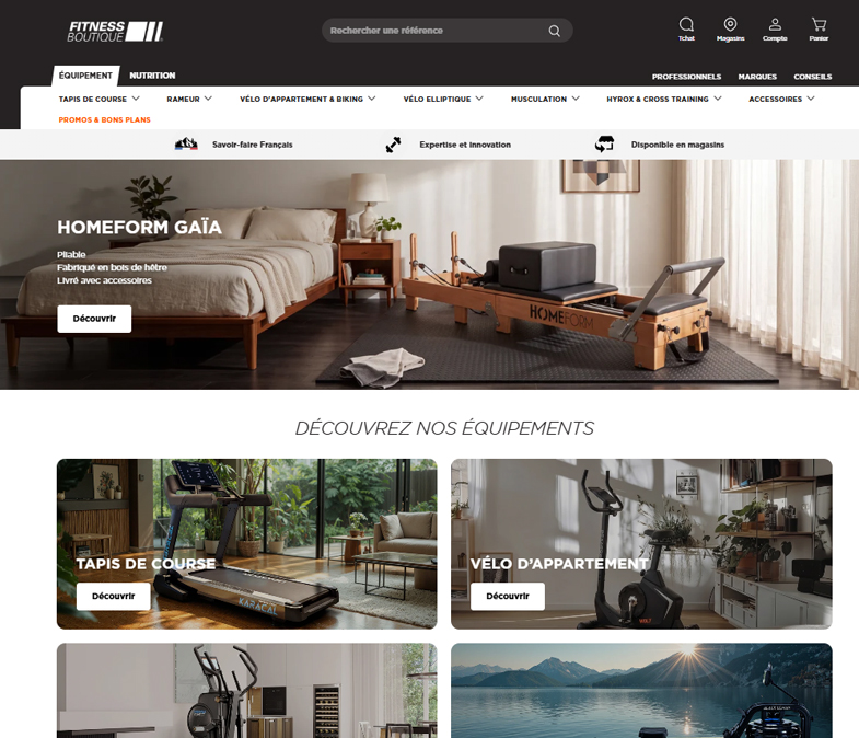 Interface web de FitnessBoutique
